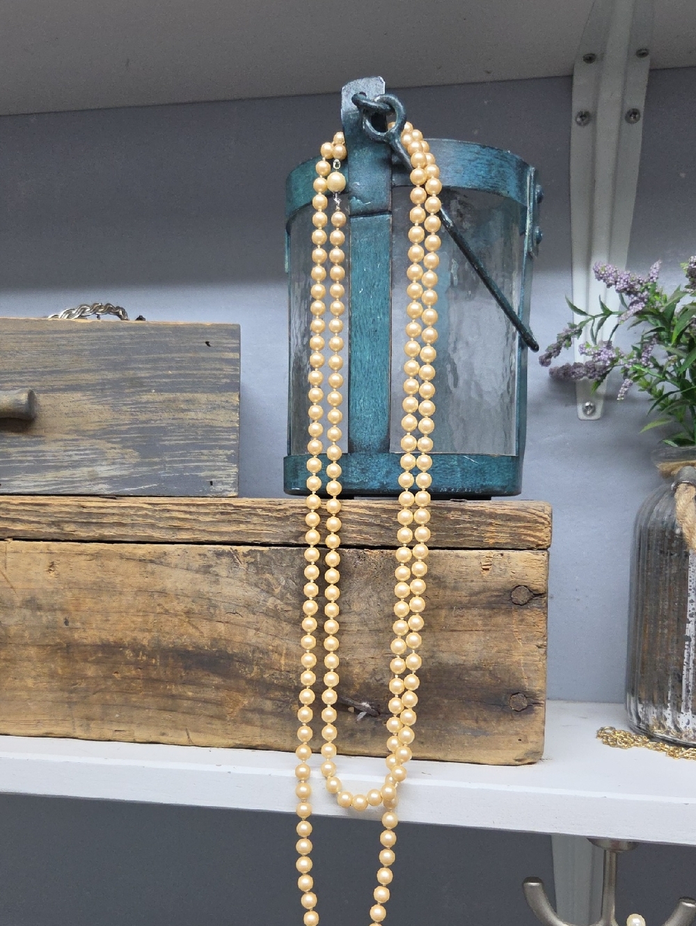 Vintage Long Pearl Bead Necklace in Cream - Elegant Women’s Jewelry